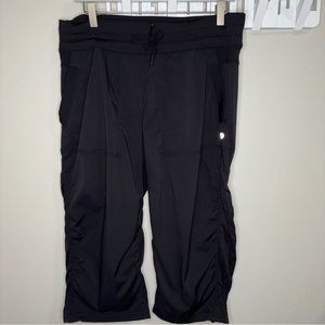 Lululemon Dance Studio crop capri black pants loose fit nylon size 12
